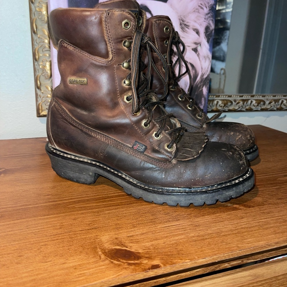 Justin Men's Lace Up Goretex Oil Resistant Soles Leather Work Boots 10 1/2 D